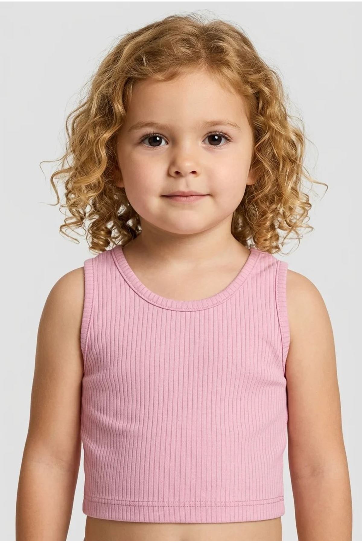 4-10 Yaş Kız Çocuk Crop Atlet Pembe - 53801.1780.