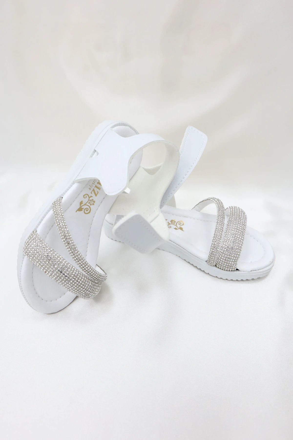 Taşlı Çocuk Sandalet Beyaz - 34050.264.