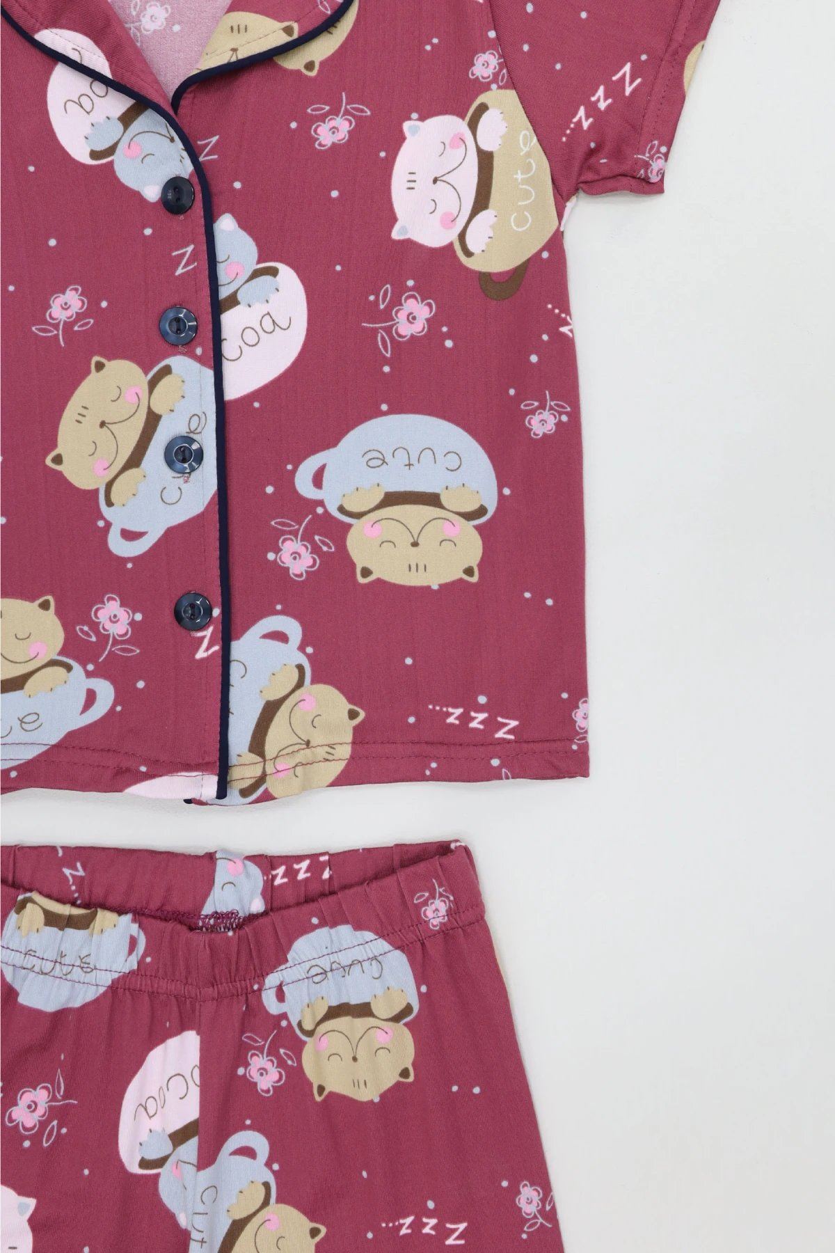 4-12 Yaş Milan Düğmeli Pijama Takımı Bordo - 53580.1776.