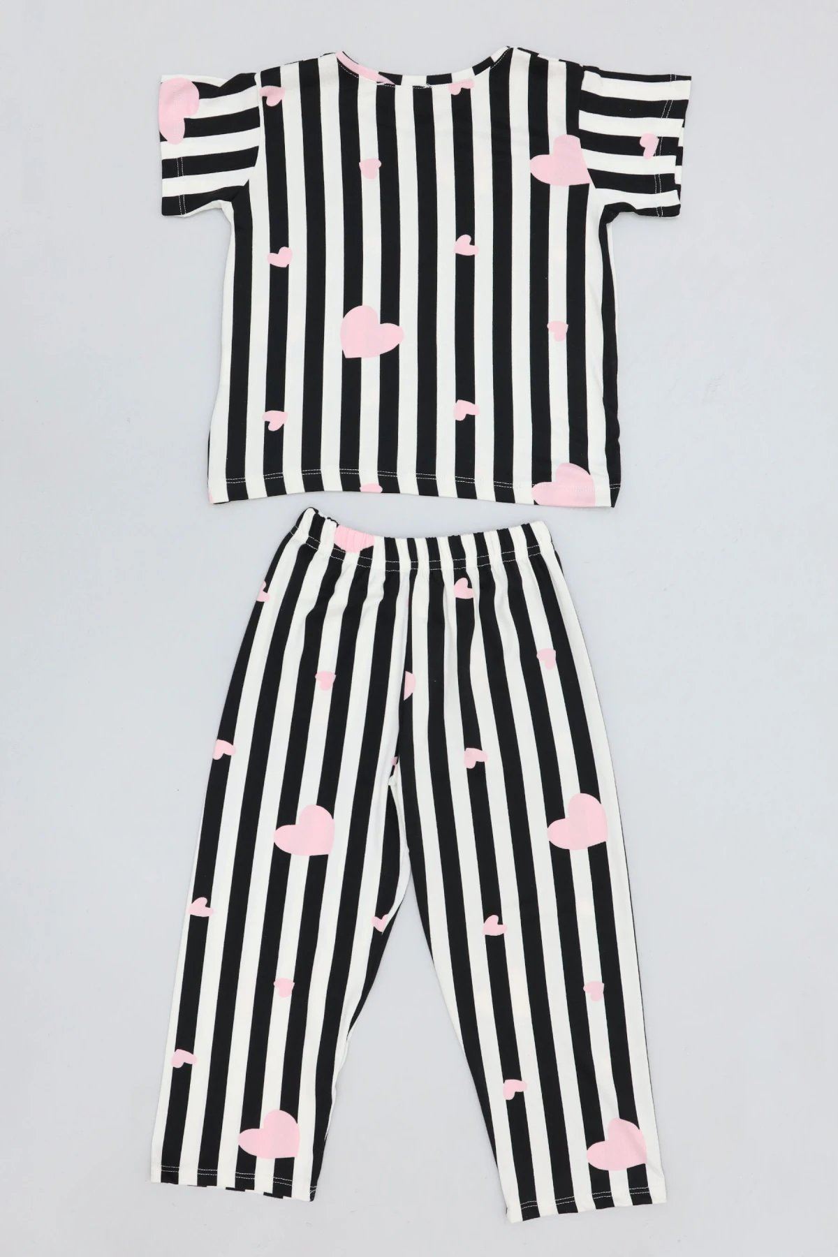 4-8 Yaş Kız Çocuk Pijama Takımı Siyahbeyaz - 53798.1780.