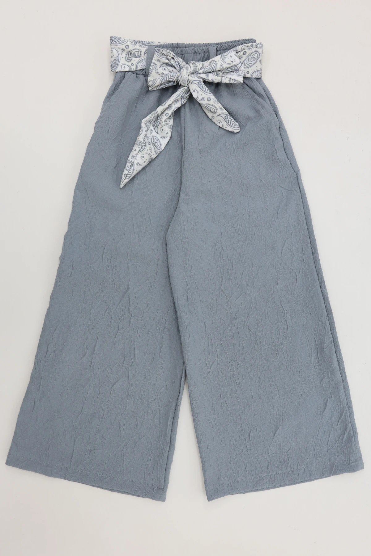 5-14 Yaş Kız Çocuk Fularlı Pantolon Gri - 53702.1780.