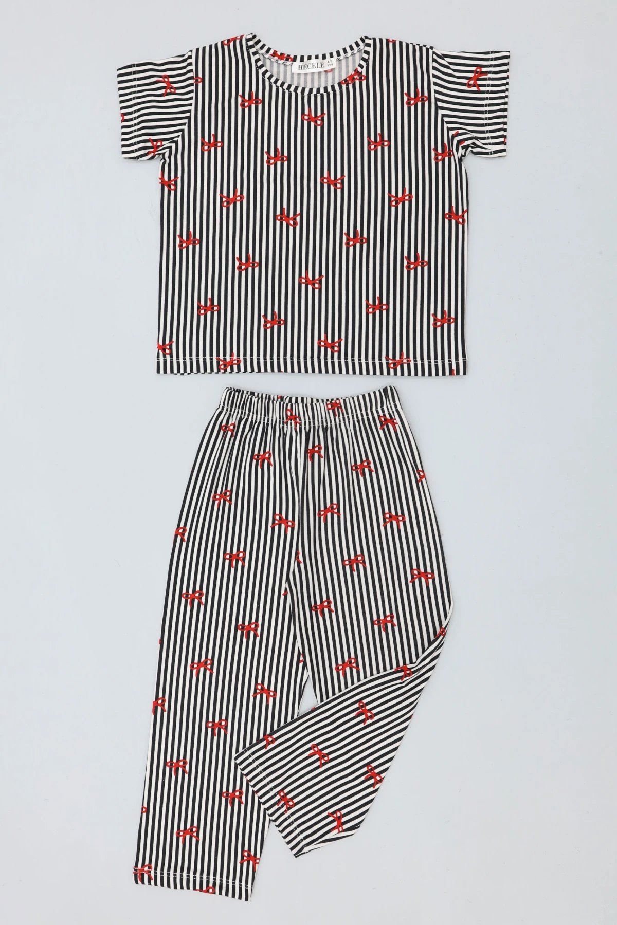 4-8 Yaş Kız Çocuk Pijama Takımı Siyahbeyaz - 53798.1780.