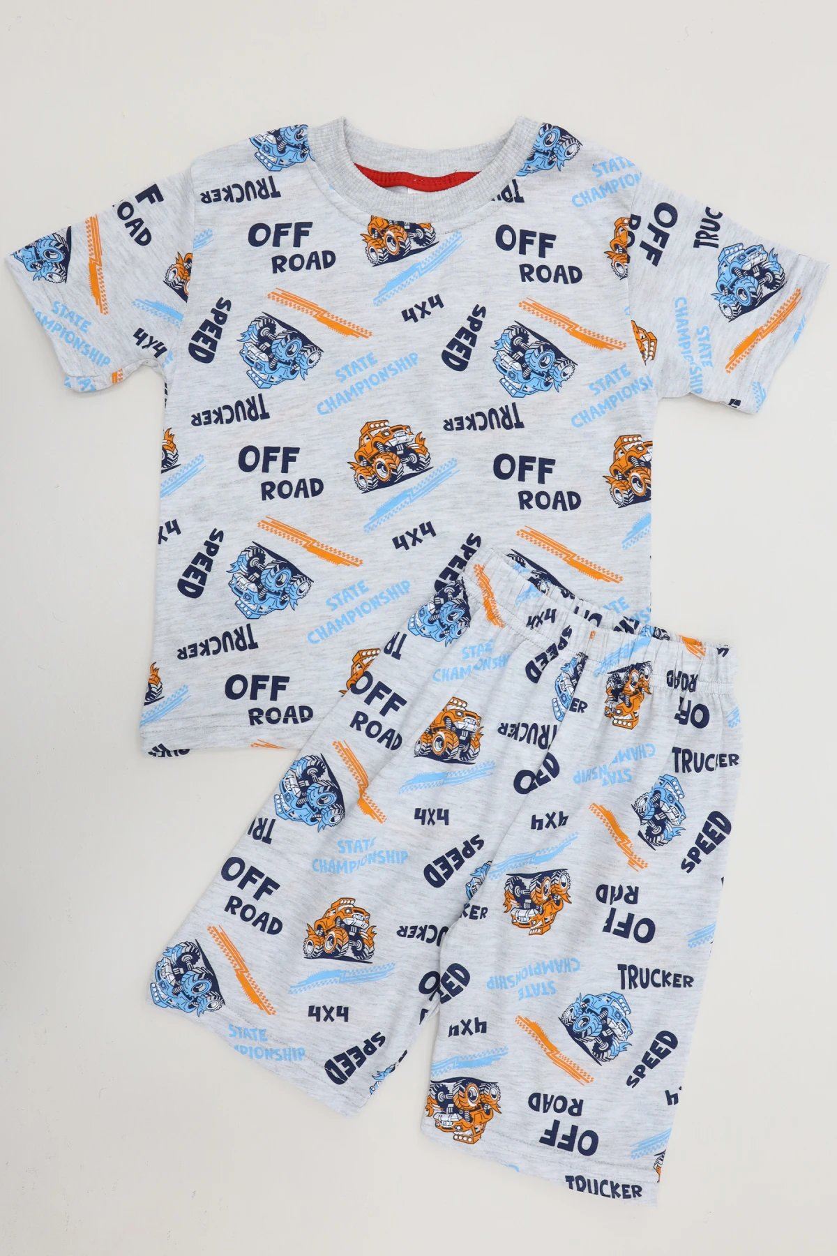 4-10 Yaş Baskılı Erkek Çocuk Pijama Takımı Turuncu - 53610.1776.