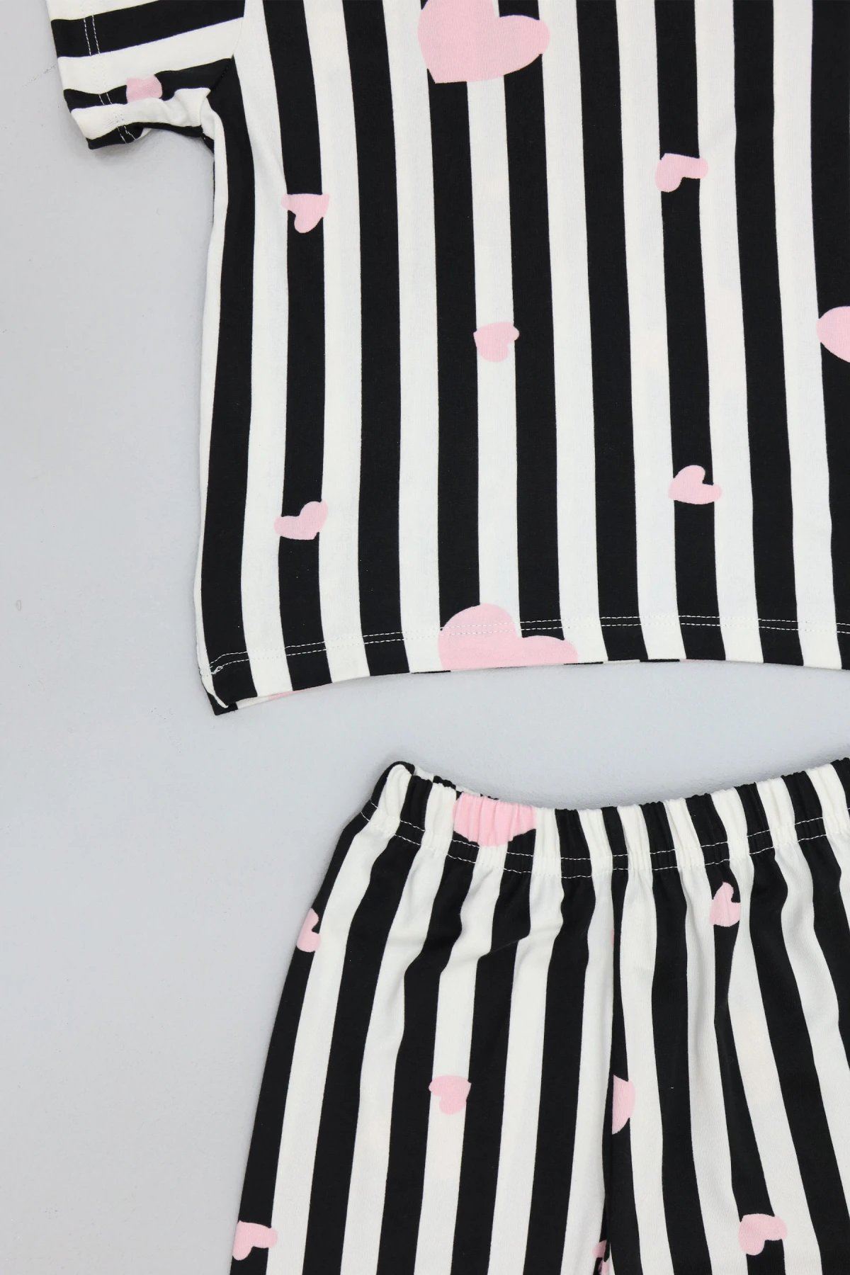 4-8 Yaş Kız Çocuk Pijama Takımı Siyahbeyaz - 53798.1780.