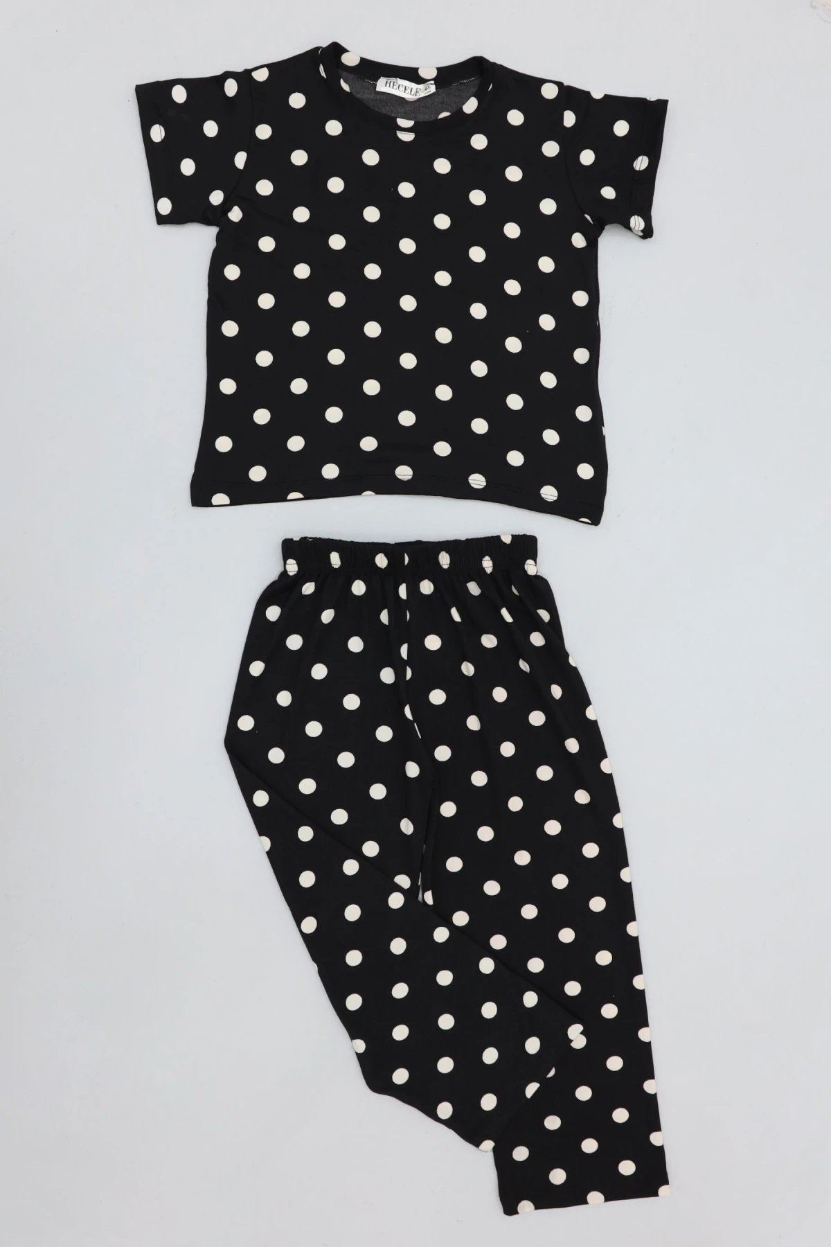 4-8 Yaş Kız Çocuk Pijama Takımı Siyahbeyaz - 53798.1780.